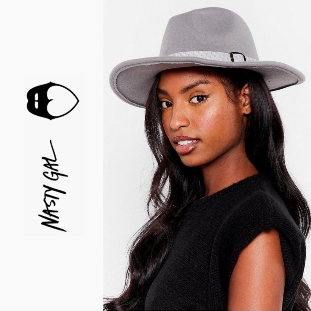 NWT Nasty Gal Faux Wool Gray Fedora Hat